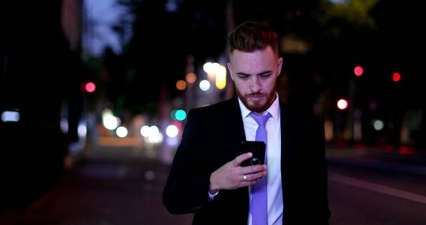 Irish Business man walking at night, corporate executive pensive leisure walking - Photo, Image