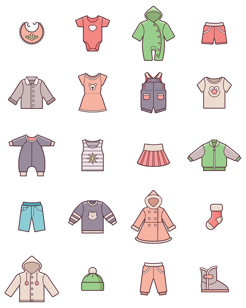 Baby clothes icon set - Vector, Image
