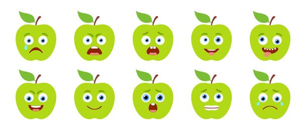 Söpön omenan hymiö. Eristetty vektorisarja - Vektori, kuva