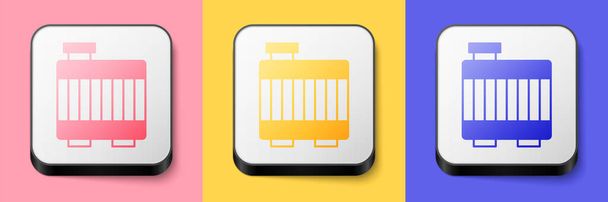 Isometric Car radiator cooling system icon isolated on pink, yellow and blue background. Square button. Vector. - Wektor, obraz