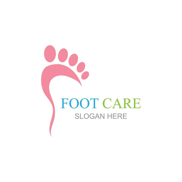 Vettore di concetto di progettazione del logo di cura del piede, modello iconico di progettazione del logo del piede - Vettoriali, immagini