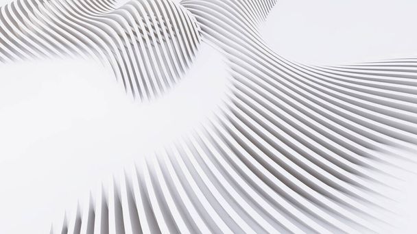 Abstract Curved Shapes. White Circular Background. Abstract background. 3d illustration - 写真・画像