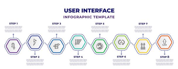 user interface infographic design template with curve arrows, pointing up arrow, loop arrow, sorting, refresh page arrow button, 3 pvc, up side, key up icons. can be used for web, banner, info - Vektori, kuva