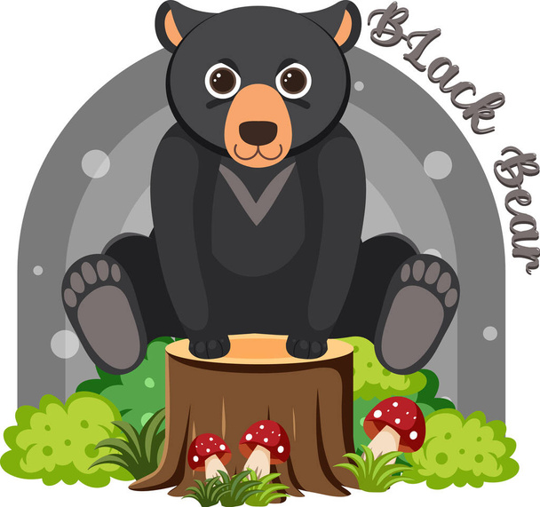Mignon ours noir en dessin animé illustration de style plat - Vecteur, image