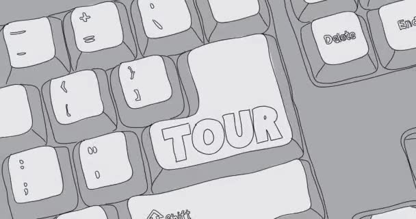 Keyboard with Tour word on key. - Séquence, vidéo