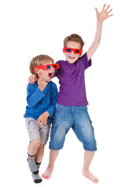 Boys having fun wearing 3D glasses - Фото, изображение