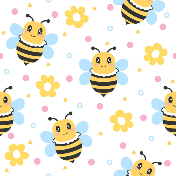 Honey bee cartoon pattern backgrounds - Vektor, Bild