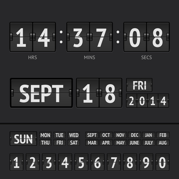 Analog black scoreboard digital week timer - Vector, Image