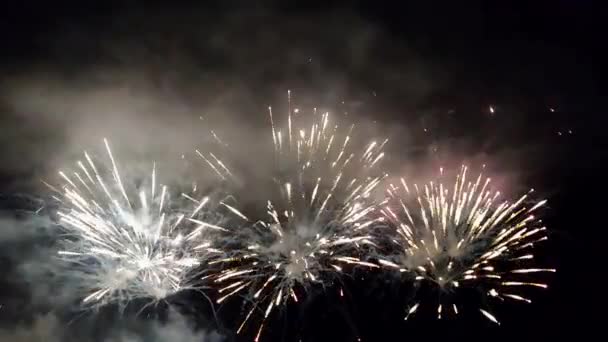 Benevento, Campania, Italië - 3 juli 2022: Vuurwerk aan het einde van het feest van de Madonna delle Grazie aan de Calore - Video