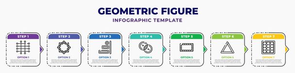 geometric figure infographic design template with grids, star ornament of small triangles, right alignment, merge, rectangle, triangle, tile icons. can be used for web, banner, info graph. - Vektor, obrázek