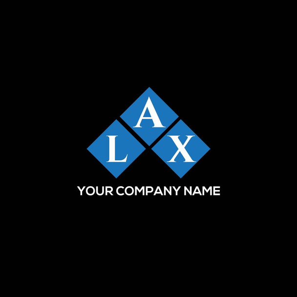 ブラックを基調としたLAXレターロゴデザイン。創造的なイニシャルの手紙のロゴの概念。LAX文字デザインBLACKをベースにしたLAX文字ロゴデザイン。創造的なイニシャルの手紙のロゴの概念。LAXレターデザイン｜LAX letter logo design on BLACK backgrou - ベクター画像