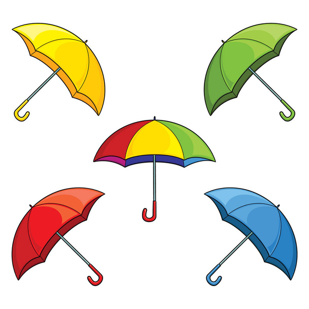 Illustration of cute cartoon of umbrella set. - Vector, Imagen