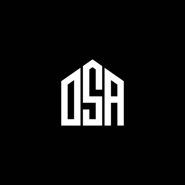 Конструкція логотипу OSA на фоні BLACK. Творчі ініціали OSA - поняття логотипу. Конструкція літер OSA на задньому плані BLACK. Творчі ініціали OSA - поняття логотипу. OSA letter designing .OSA letter logo design on BLACK backgrou - Вектор, зображення