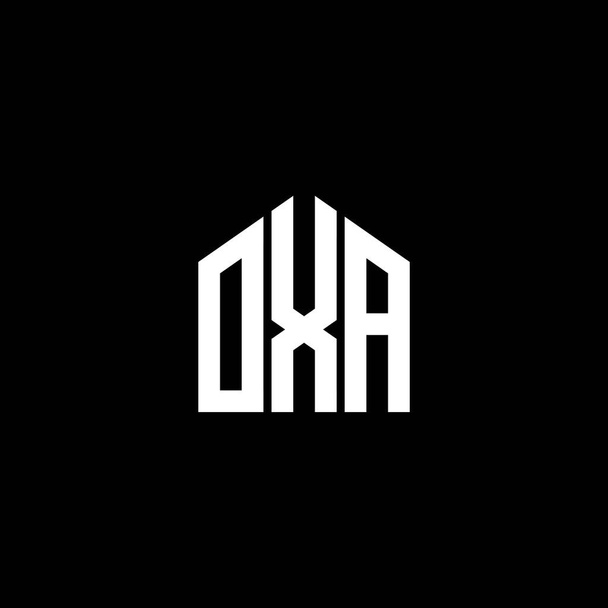 Дизайн логотипа OXA на черном фоне. Концепция логотипа с креативными инициалами ОКСА. Дизайн букв ОКСА.Дизайн логотипа OXA на черном фоне. Концепция логотипа с креативными инициалами ОКСА. Дизайн букв ОКСА. - Вектор,изображение