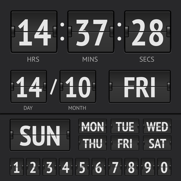 Tableau de bord noir analogique minuterie de semaine numérique
 - Vecteur, image