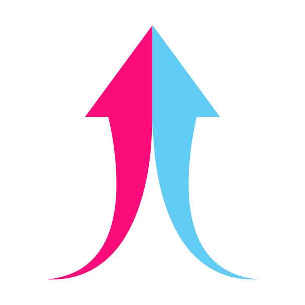 two arrows merging icon vector  collaboration, partnership, alliance, joining and growth concept for graphic design, logo, website, social media, mobile app, UI illustration - Vector, Image