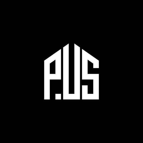 Projekt logo litery PUS na czarnym tle. PUS twórcze inicjały koncepcja logo litery. Wzór liter PUS. - Wektor, obraz