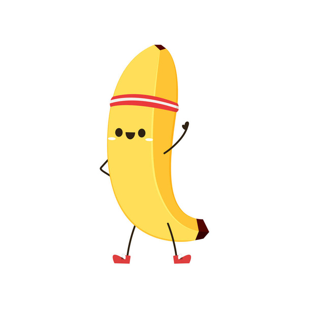Banana Cartoon Vektor. Niedlicher Fruchtvektorzeichensatz isoliert auf weiß. - Vektor, Bild