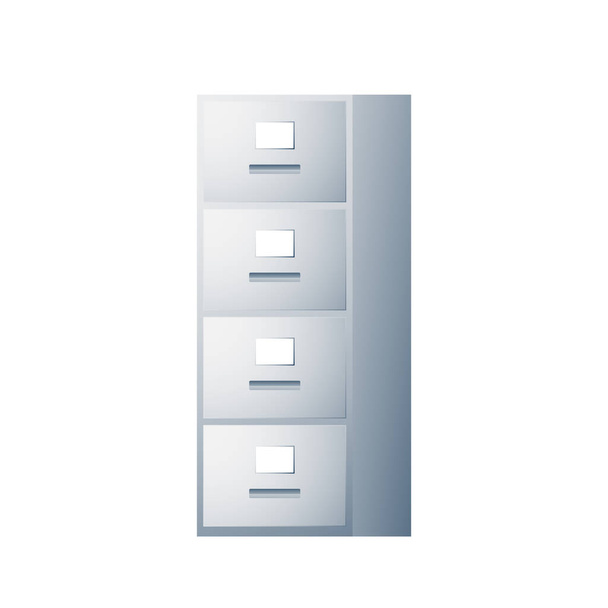 Filing cabinet with four drawer vector. Filing cabinet 3d color style. - Vetor, Imagem