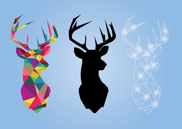 Christmas background  card - Deer set - Vector, Image