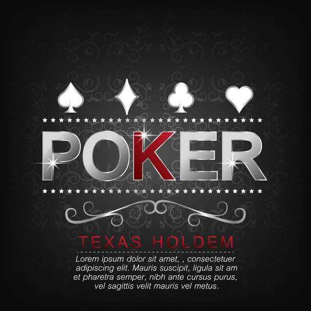 Poker-Vektor-Illustration auf dunklem Hintergrund mit Kartensymbol - Vektor, Bild