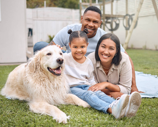 Shot of a having a family having fun at home with their dog. - Photo, Image