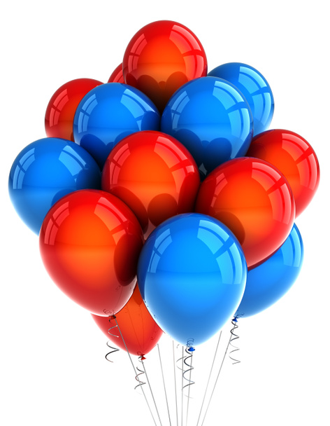 Roter und blauer Party-Ballon - Foto, Bild