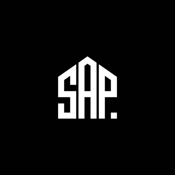 Дизайн логотипа SAP на чёрном фоне. Креативные инициалы SAP буквенно-логотипная концепция. Дизайн букв SAP. - Вектор,изображение