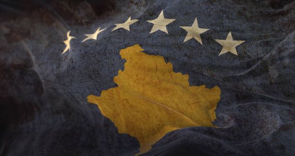 Antigua bandera de Kosovo ondeando - Foto, Imagen