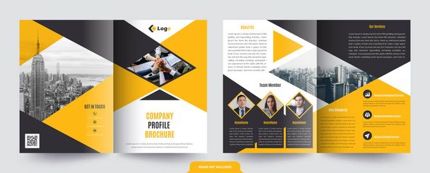 Orange Black Bifold Company Profile Brochure Design Template - Vektor, Bild