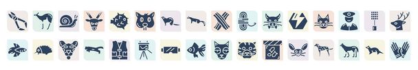 filled with line pet shop icons set. glyph icons such as pliers, winkle, groundhog, rope, turkish angora, echidna, puma, goggles, jerboa vector. - Διάνυσμα, εικόνα