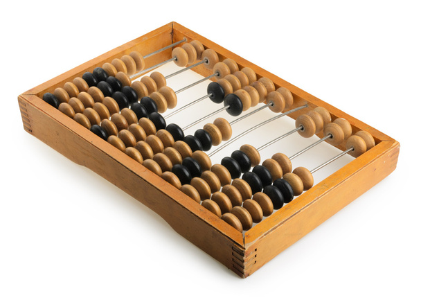 Old accounting wooden abacus isolated on white  - Photo, Image