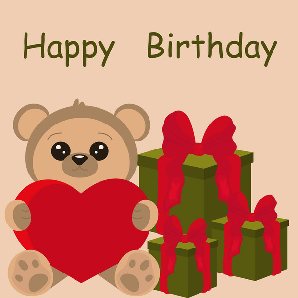 Happy birthday greeting card. Bear. - Foto, imagen