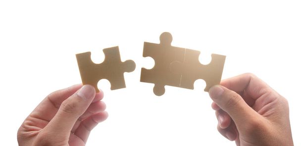 Connecting jigsaw puzzle. Business solutions success - Fotografie, Obrázek