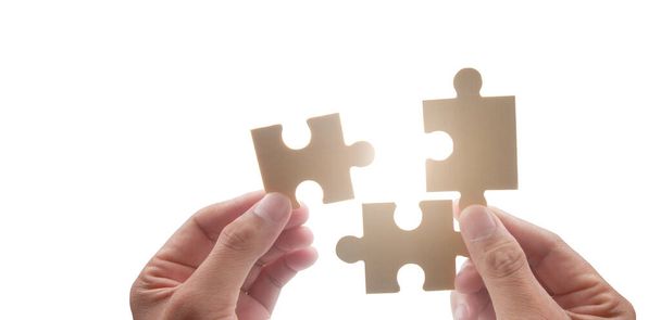 Connecting jigsaw puzzle. Business solutions success - Fotografie, Obrázek