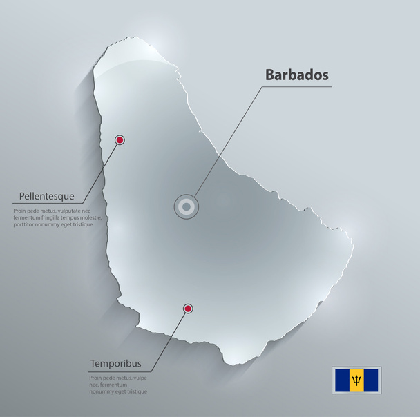バルバドス地図フラグ ガラス カード紙 3d ベクトル - ベクター画像