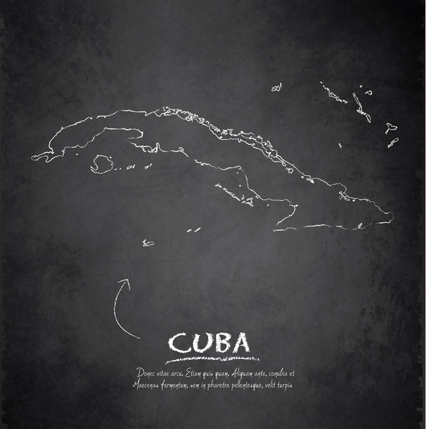 Küba Haritası blackboard kara tahta vektör - Vektör, Görsel