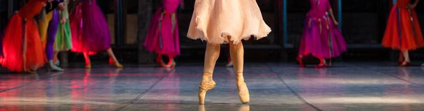 La Esmeralda ballet. Closeup of dancing legs. Ballet wallpaper - Φωτογραφία, εικόνα