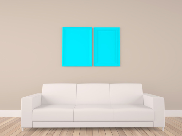 empty frame in room with sofa - Photo, Image
