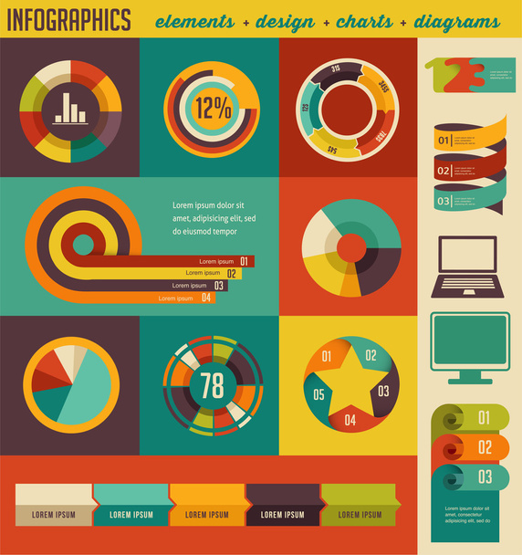 elementen en iconen van infographics - Vector, afbeelding