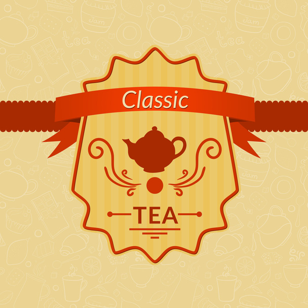 Retro vector tea label - Vettoriali, immagini