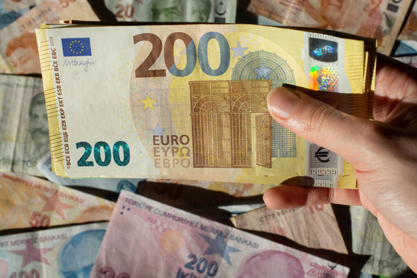 Contesto delle banconote in euro. Frammento di parte del denaro in euro - Foto, immagini