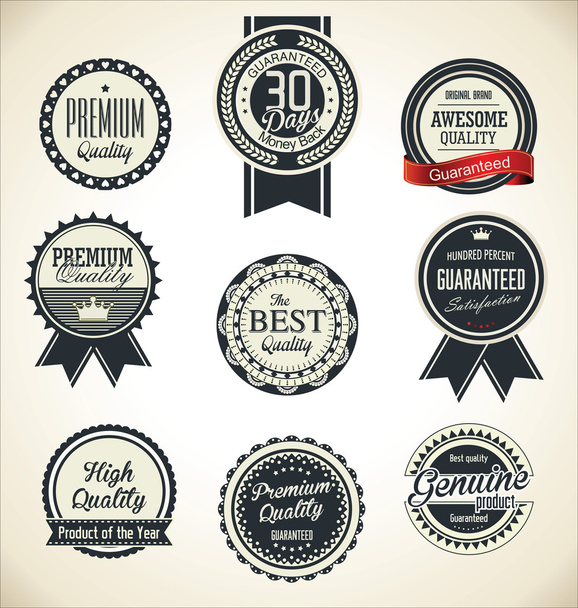 Quality Retro vintage badge collection - Vector, Image