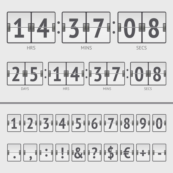 ベクトルのカウント ダウン タイマー、スコアボードの番号 - ベクター画像