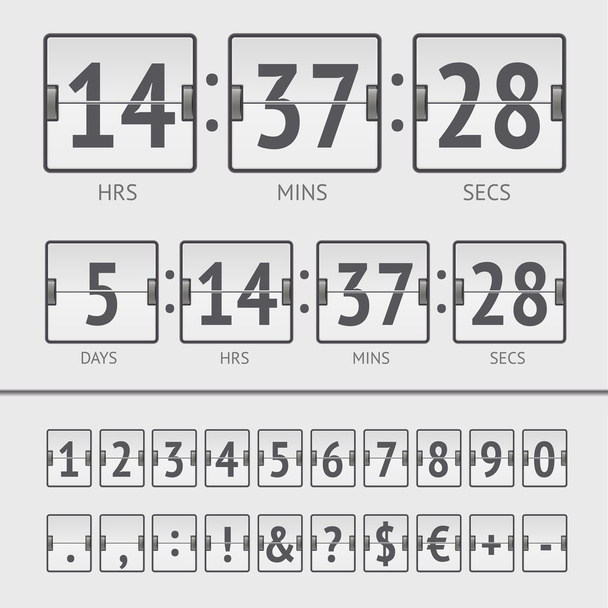 Vector countdown timer and scoreboard numbers - Wektor, obraz