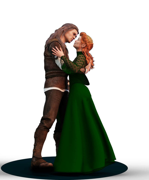 Renaissance couple embracing illustration - Foto, Imagen