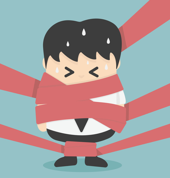 Businessman caught in Red Tape - Vector, Image