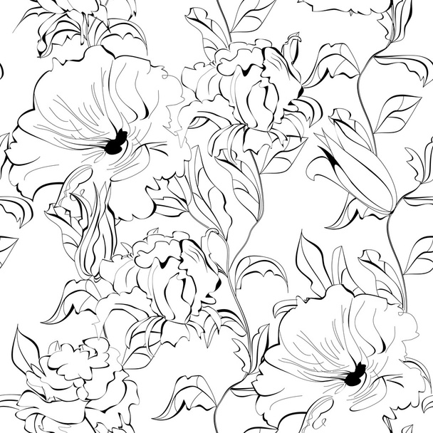 Seamless floral wallpaper - Vector, Image