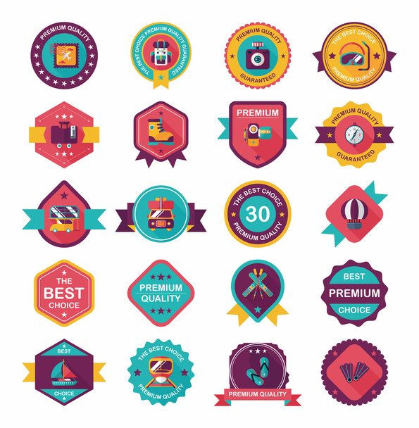 Travel badge banner design flat background set, eps10 - Vettoriali, immagini
