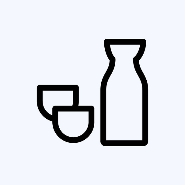 Icon Sake. suitable for Japanese symbol. line style. simple design editable. design template vector. simple illustration - Vector, afbeelding